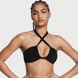 Victoria's Secret Black Crisscross Halter Bikini Top